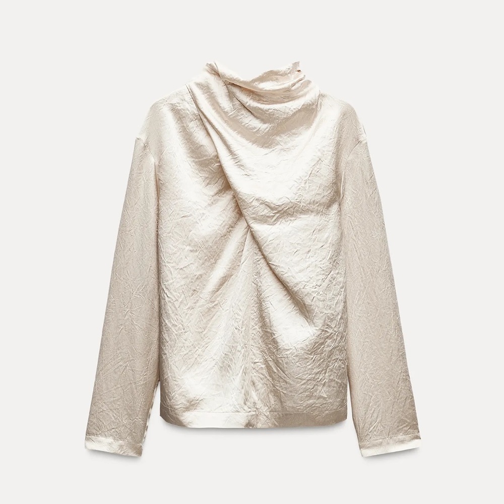 Zara Draped Satin Top ZW Collection